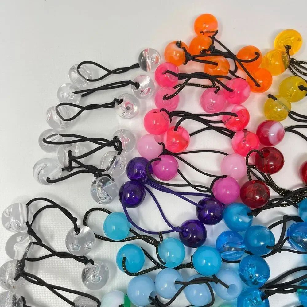 Twin Bead Hair Knocker Pony Tail Holders Bubbles Balls Tie Backs Lot of 76 Sets - Picture 2 of 5